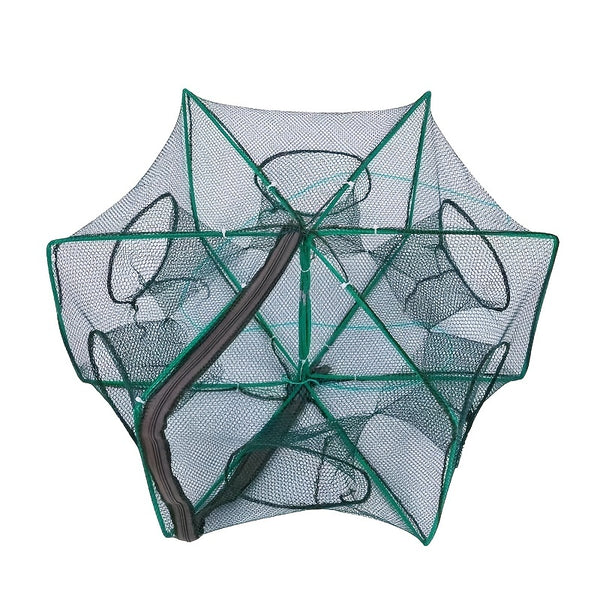 Foldable Fishing Net Trap For Fish Minnow Crab Crayfish Crawdad Shrimp, Dip Cage Collapsible Hexagon 6 Hole Fishing Accessories