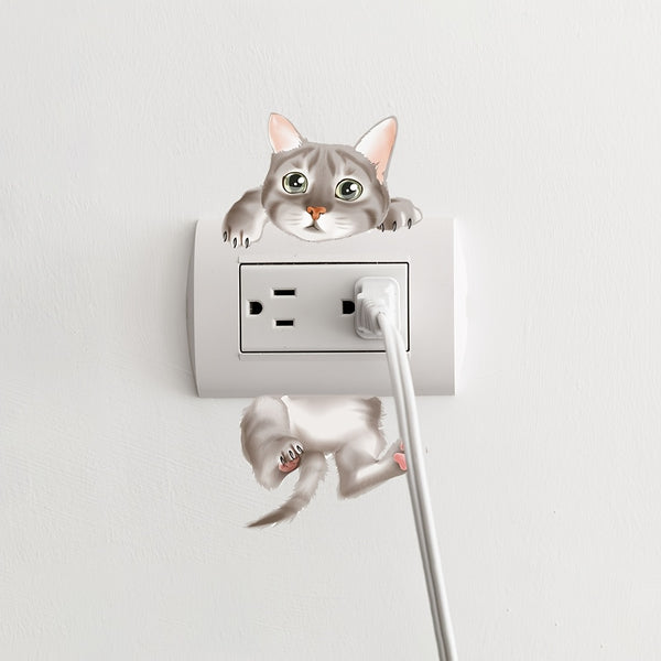 1pc Wall Sticker Cute Cat Removable Switch Sticker, Living Room Decor, PVC Self-Adhesive Sticker