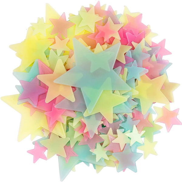 100pcs Glow In The Dark Stars, Fluorescent Wall & Ceiling Star Stickers,  Make Bedrooms Twinkle Like The Night Sky, Kids Bedroom Decorations, Home Decor