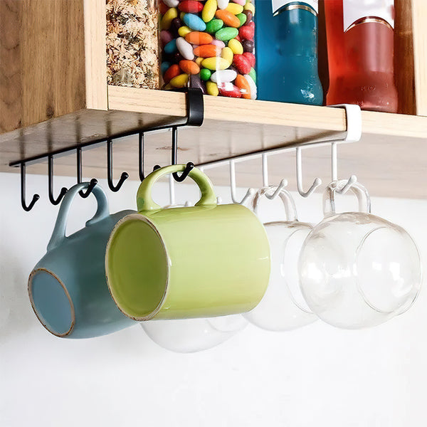 1pc Multifunctional Kitchen 6-Hook Organizer, Wall Mounted For Kitchen