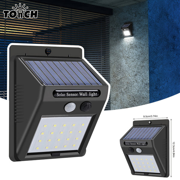 20 LED Solar Motion Sensor Wall Light, 1-Mode Simple Operation Wireless Security, IP64 Waterproof Front Door, Backyard, Garage, Balcony