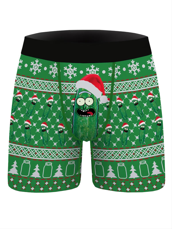 Men's Chrstmas Pickle Breathable Boxer Briefs, Men's Underwear