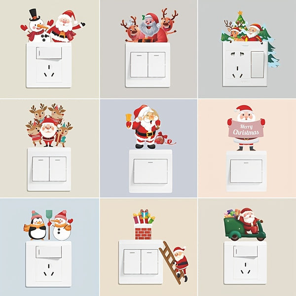 1pc Cartoon Christmas Switch Sticker, Wall Sticker, Removable Self-adhesive Switch Decoration