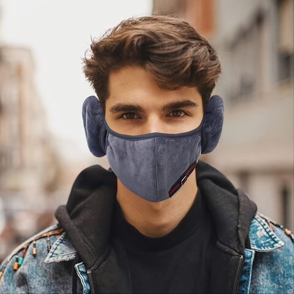 Men's Winter Cold Proof Breathable Fleece Warm Face Mask With Earmuffs