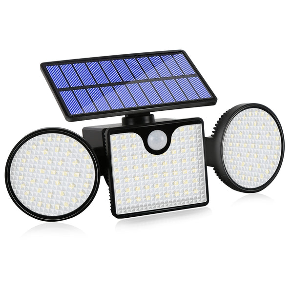 1pc Outdoor Solar Powered Flood Lights With Movement Detection, 3 Adjustable Heads And 270° Wide Angle