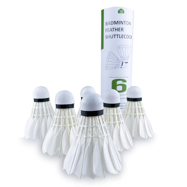 Badminton Shuttlecocks (6pcs) , Goose Feather Shuttlecocks Stable With Great Stability And Durability Sports Training Badminton Balls For Indoor Outdoor Game