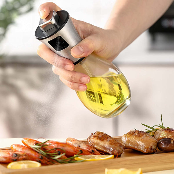 Olive Oil Dispenser Bottle Oil Sprayer Dispenser Vinegar Sprayer Dressing Spray Portable, Grilling Olive Oil Glass Bottle 200ml, For Kitchen, Cooking, Salad, Bread Baking