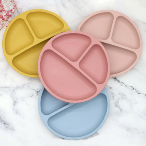 Silicone Children's Dinner Plate Baby Multi-suction Cup Partition Plate Baby Food Supplement Bowl Shatterproof Tableware