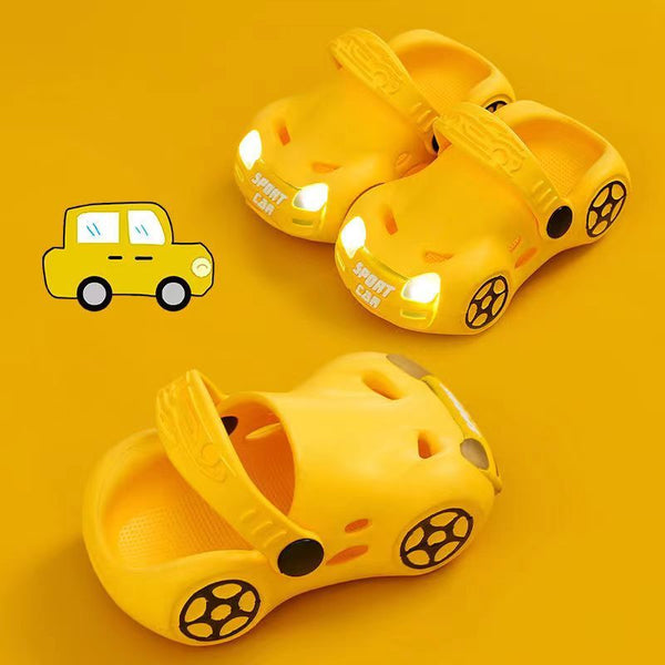 Toddler Boys Slippers, Cartoon Car Indoor Soft Bottom Non-slip EVA Slippers