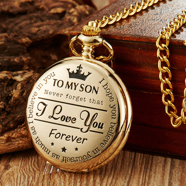 Engraved Pocket Watch To Son I Love You Gifts From A Mom Dad Birthday Gift Fob Watches Chains