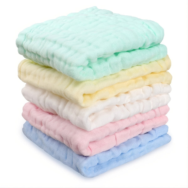 Baby Muslin Washcloths Natural Purified Muslin Cotton Baby Wipes 6 Layer Absorbent Soft Newborn Baby Face Towel For Sensitive Skin ,Baby Registry As Shower 5 Pack 11.8x11.8 Inches