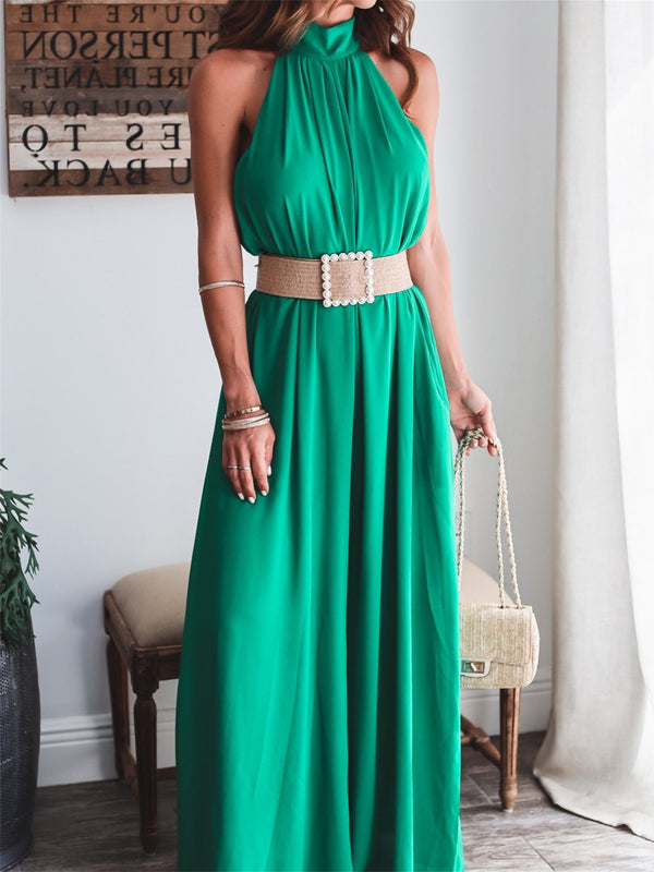 Women's Dresses Halter Neck Vintage Slee Maxi Long Dresses