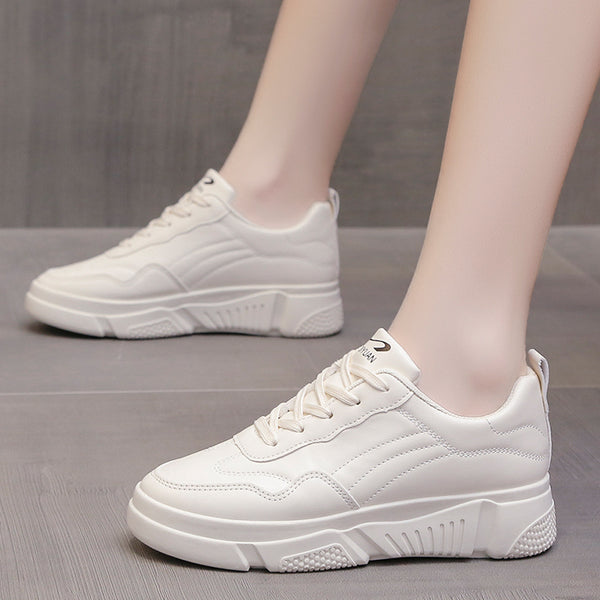 Creamy-white Lift Sneakers, Chunky Platform Sneakers For Every Day, Women's Footwear