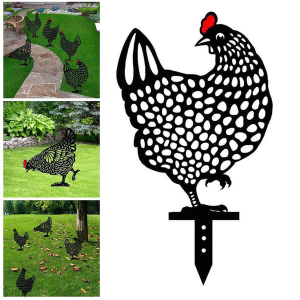 9.8in Hollow Chicken Yard Stake Garden Backyard Stake, Lawn Yard Art Stake,