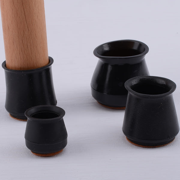 4pcs Furniture Matte Felt Feet Covers, Black Chair Leg Floor Protectors With Felt, Chair Leg Caps