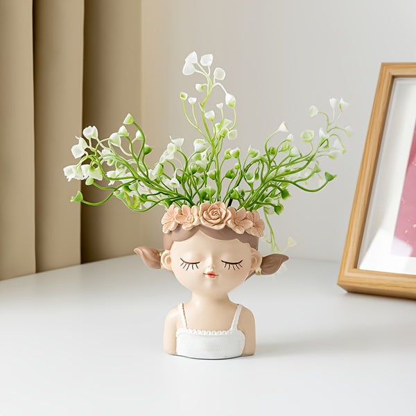 1pc Nordic Style Doll Shaped Flowerpot For Succulents, Creative Simple Decorations, Modern Home Crafts