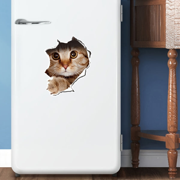 1pc 3D Cat Printed Sticker, Thick Moisture-proof Sticker, Home Decoration