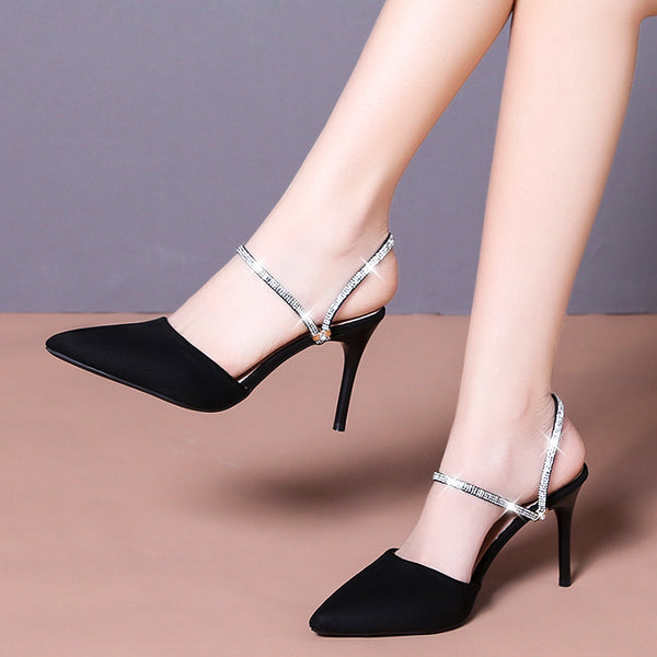 Double Strap Point Toe Two Way Wear Heeled Sandals