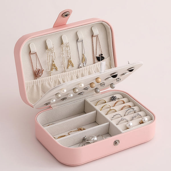 1pc Portable Jewelry Box Double Layer Jewelry Storage Bag