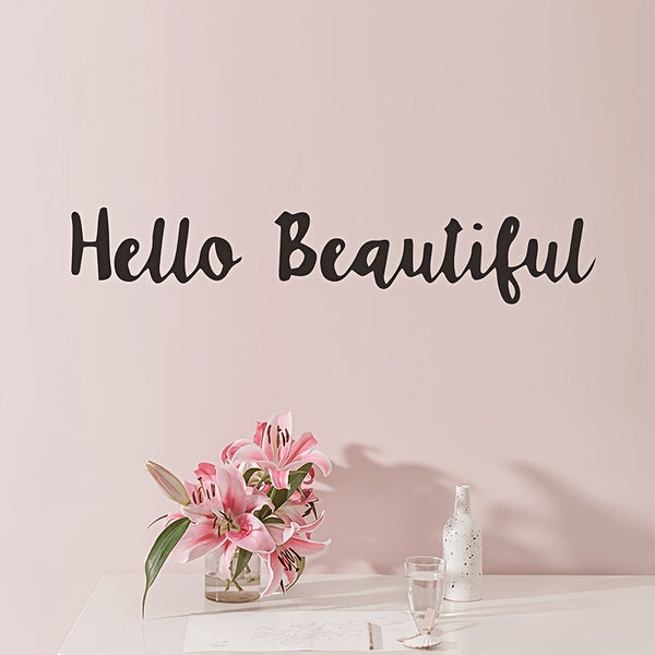 1pc Slogan Wall Sticker, " Hello Beautiful " Decorative Wall Sticker For Bedrooms And Living Rooms