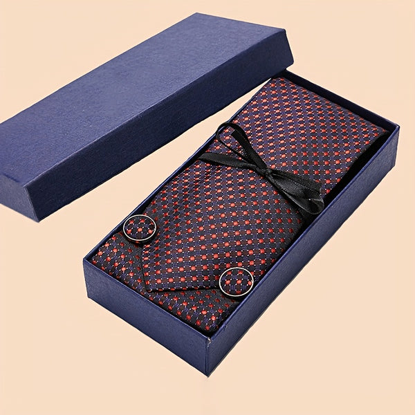 Men's Tie,Fashionable Necktie,Pocket Square, Cufflink Set,For Stockings Stuffers