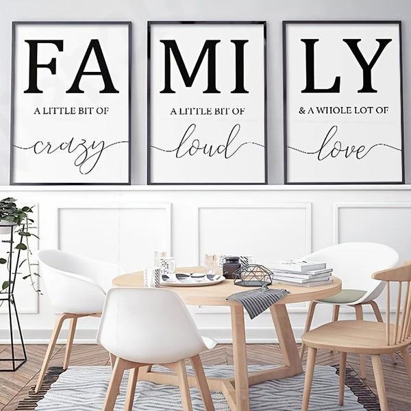 3pcs 15.7*23.6in Frameless Simple Black White Family Wall Poster, Wall Canvas, Canvas Painting