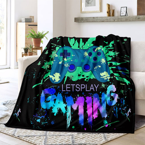 Comfortable Flannel Gaming Bedding, Gaming Throw Blanket For Couch Sofa