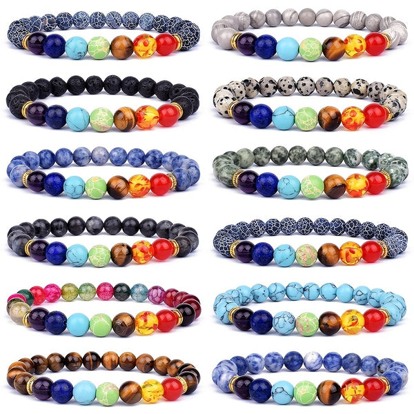 Natural Stone 7 Chakra Bead Bracelets & Bangles Tiger Eye Bead Yoga Balance Bracelet Men New Buddha Prayer Jewelry