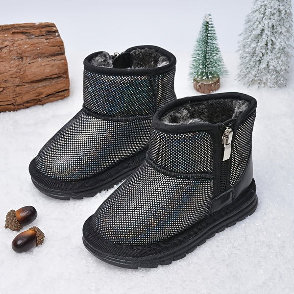 Autumn And Winter Kids Fashionable Sequins Zipper Warm Snow Boots