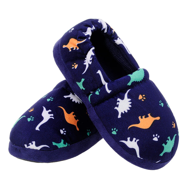 Toddler Kids Dinosaur Print Slippers, Slip On Soft Sole Anti Slip Plush Slides Indoor Outdoor Shoes House Shoes For Winter Boys Girls