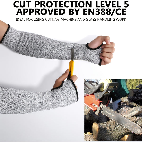 1 Pair Cut Resistant Sleeves With Thumb Hole, Level 5 Protection, Slash Resistant Safety Protective Arm Sleeves