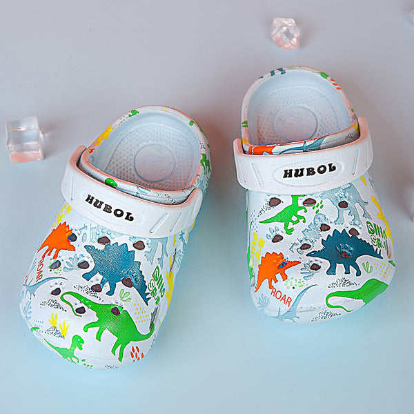 Kids Cute Cartoon Dinosaur Printed Clogs, Lightweight Non Slip Slides Sandals