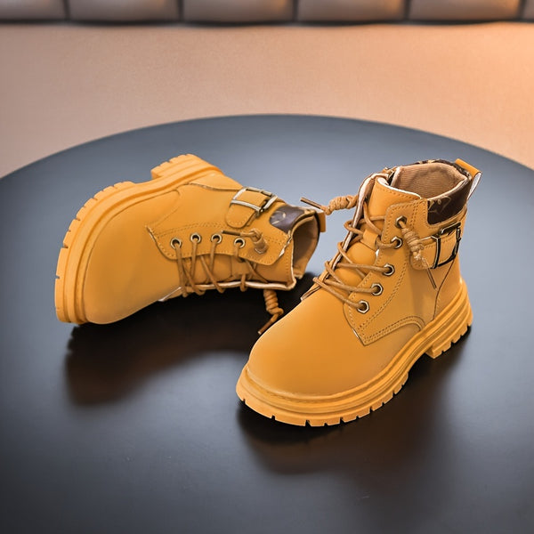 Boys Boots, Leather Soft-soled Anti-slip High Top Shoes For Winter