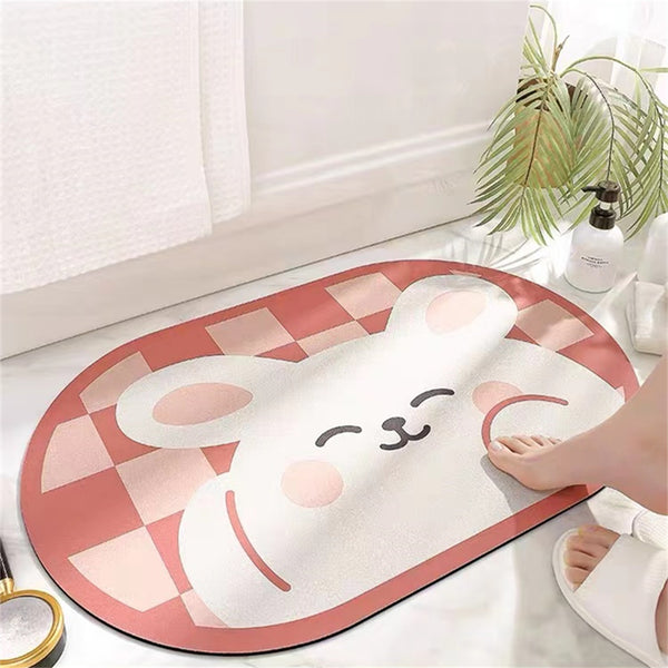 23.6" X 15.7" Cute Bathroom Rug, Cartoon Animal Non-Slip Bath & Shower Mat, Colorful Door Mat, Home Decor Accessories