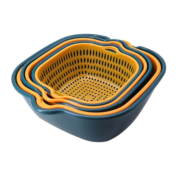 3pcs Double Layer Sink Basket Strainer, Multi-Functional Kitchen Drain Basket Household Fruit Basket