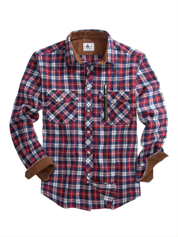 Men's Long Sleeve Shirts, Winter Casual Flannel Plaid Button Down Shirt Christmas Gifts