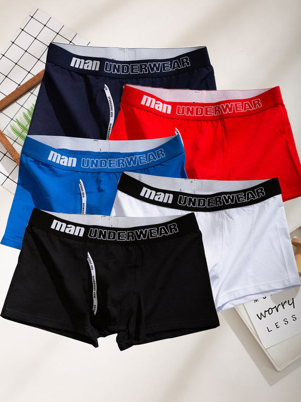 5pcs Men's Stretch Boxer Briefs Underwear