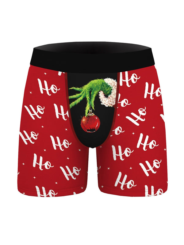 Men' Christmas Theme Novelty Boxers Briefs, Sexy Breathable Fitting Shorts Underwear