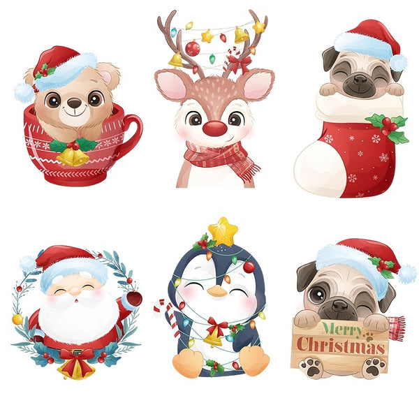 1pc Cartoon Christmas Toilet Sticker, Removable Self-Adhesive Wall Sticker, Switch Decoration