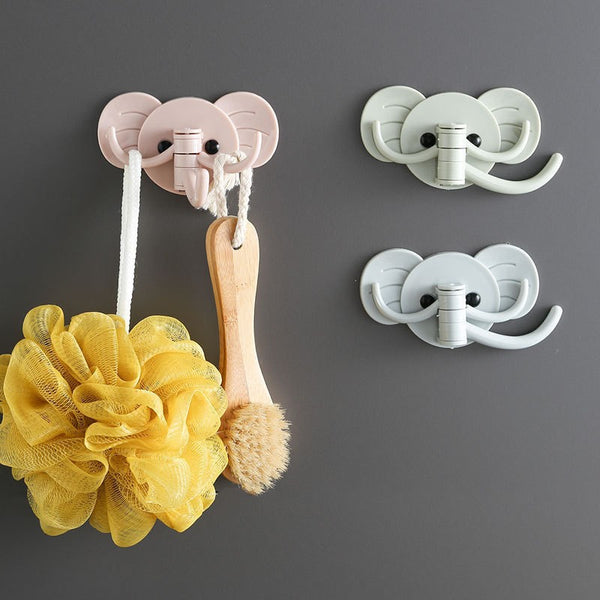 1pc Cartoon Elephant Three-Claw Hook, Bathroom Kitchen Self-Adhesive Hook