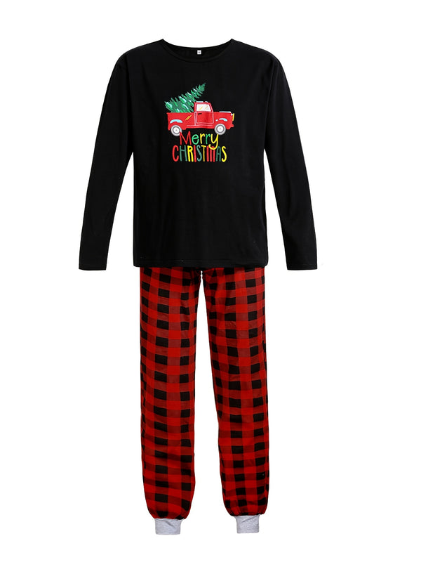 Men's Family Matching Christmas Pajamas Sets, Printed Plaid Sleepwear Set