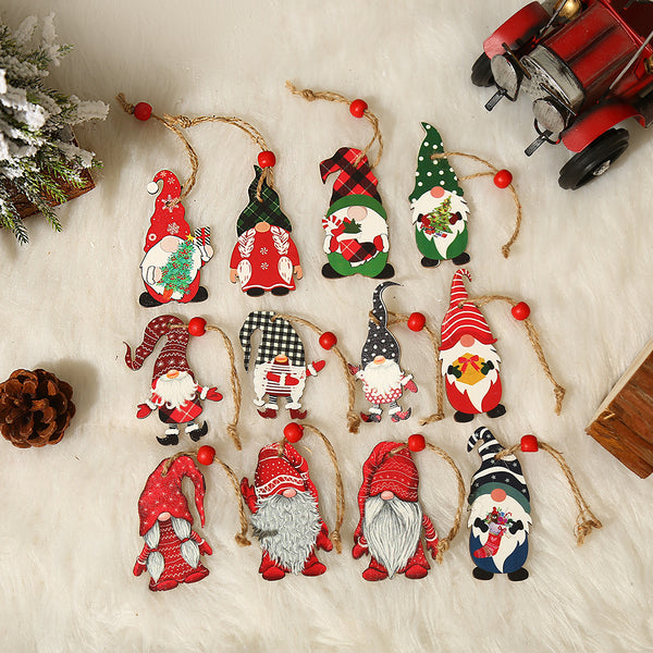 9pcs/Box, Christmas Wooden Hanging Box