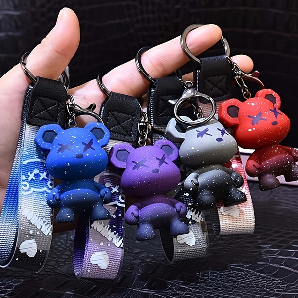 1pc Men's Colorful Chameleon Bear Keychain Cute Bear Charm Keyring Gift