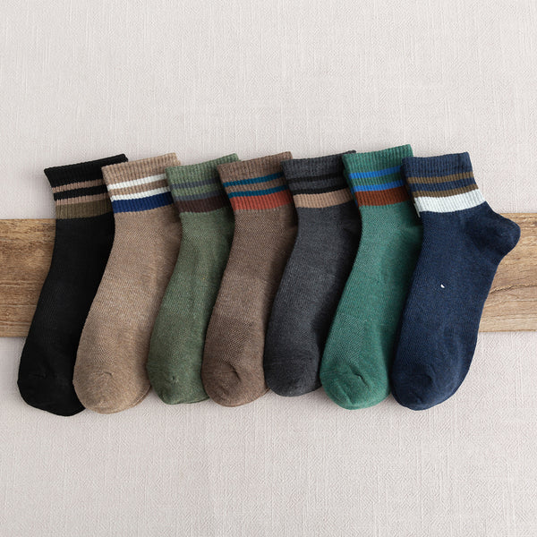 7pairs Men's Breathable Striped Mesh Socks