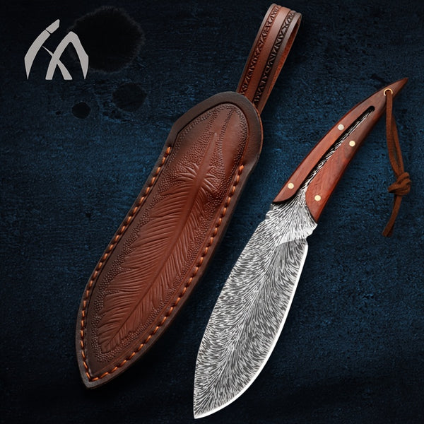 HUANGFU Hunting Knife With Sheath For Outdoor, Exquisite Outdoor Camping Knife Pocket Knives Gifts For Men