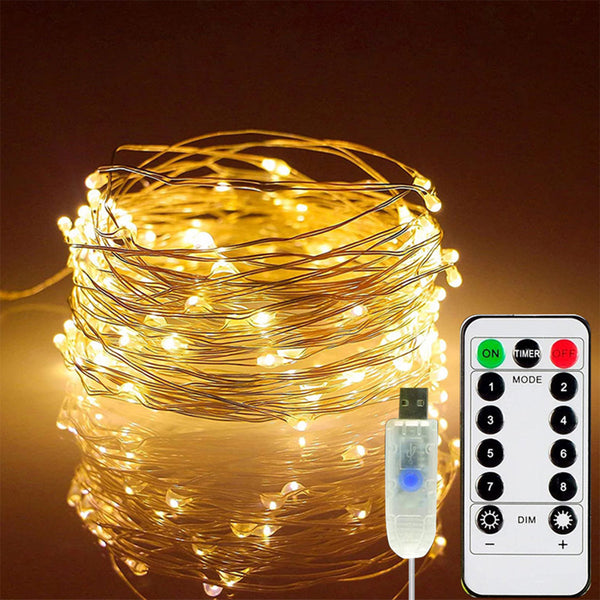 32.8ft USB Powered Remote Control Fairy Garland Light, Fairy Lights String, Wedding Party String Lights