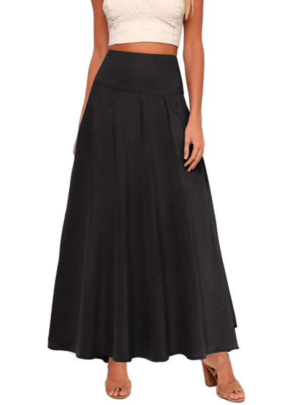 Casual Simple Solid Long Skirts, Elegant High Waist Fashion Long Skirts, Women's Clothing