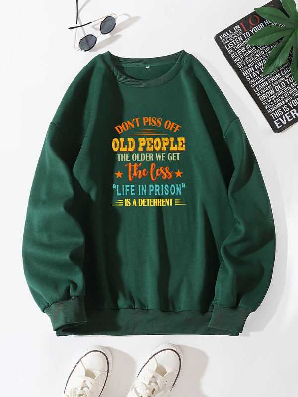 Men's Plus Size "Don't Piss Me Off" Winter Pullover Sweatshirt For Big And Tall Guys