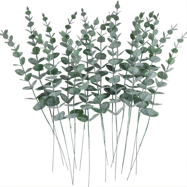 24pcs Eucalyptus Stems Decor, Artificial Eucalyptus Leaves, Faux Greenery Branches For Wedding Centerpiece, Flower Floral Arrangement, Farmhouse Home Decoration