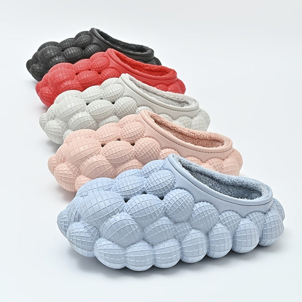 Women's Bubble Slippers, Winter Thermal Lined Bubble Slides, Soft Sole Bubble Slippers